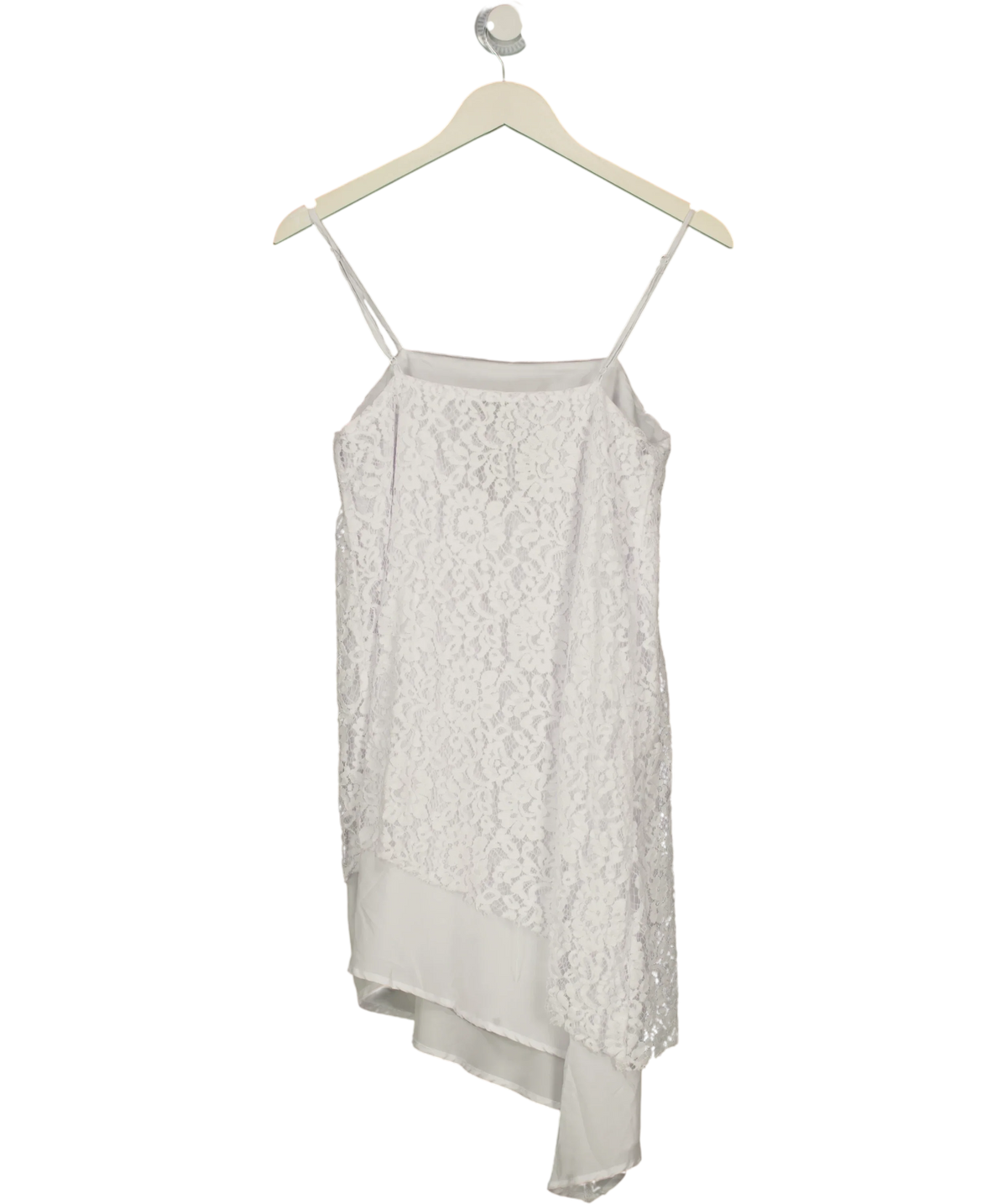 Lefties White Asymmetric short slip dress, size UK S — back