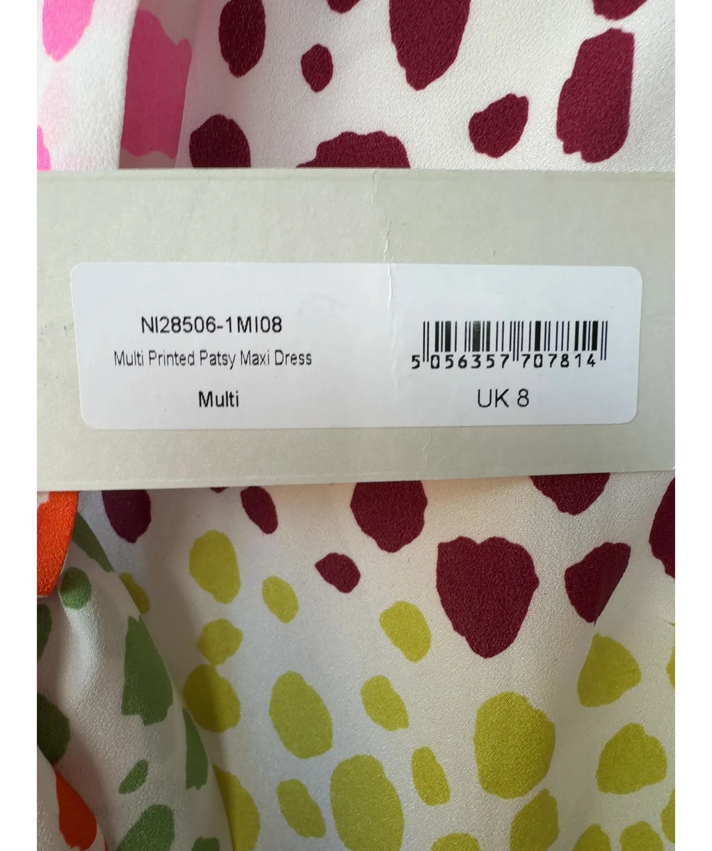 Never Fully Dressed Multicoloured Multi Printed Patsy Maxi Dress, size UK 8 — care label