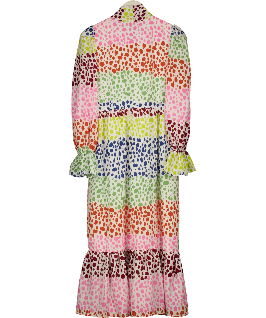 Never Fully Dressed Multicoloured Multi Printed Patsy Maxi Dress, size UK 8 — back