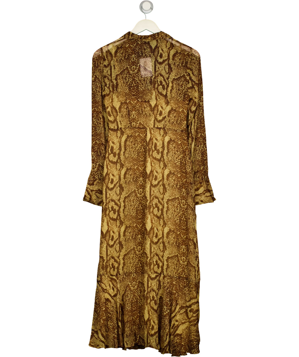 Whistles Brown Serpent Print Midi Dress, size UK 6 — back