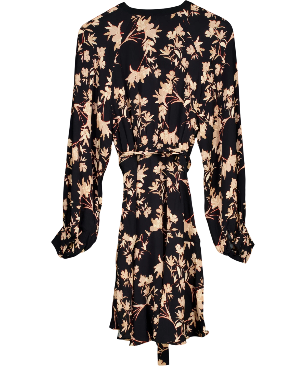 REISS Black Kerina Floral Flippy Dress, size UK 10 — back