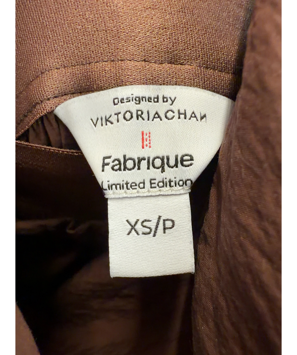 Fabrique Brown Phoebe French Cowl Sleeveless Top and Wide Leg Pant, size UK XS/S — fabric detail