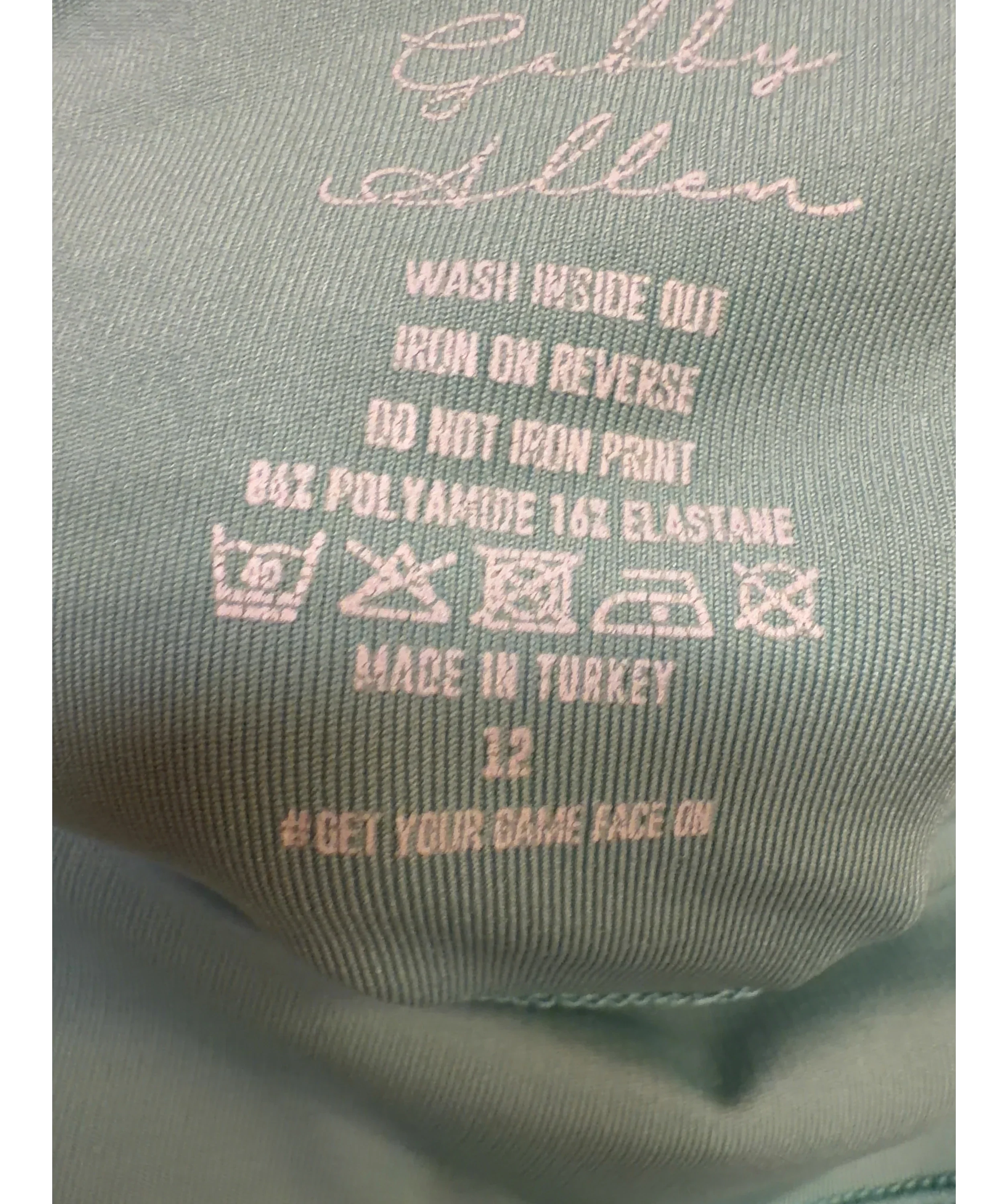 Sport FX Green Colour, size UK 12 — fabric detail