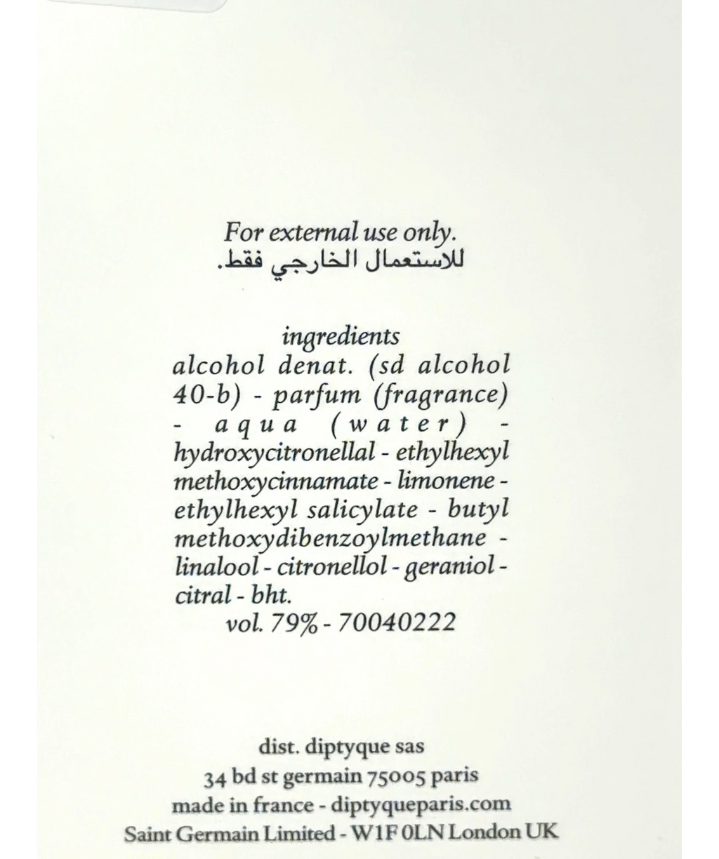 Diptyque L'Eau Papier Eau de Toilette 100ml — Ingredients