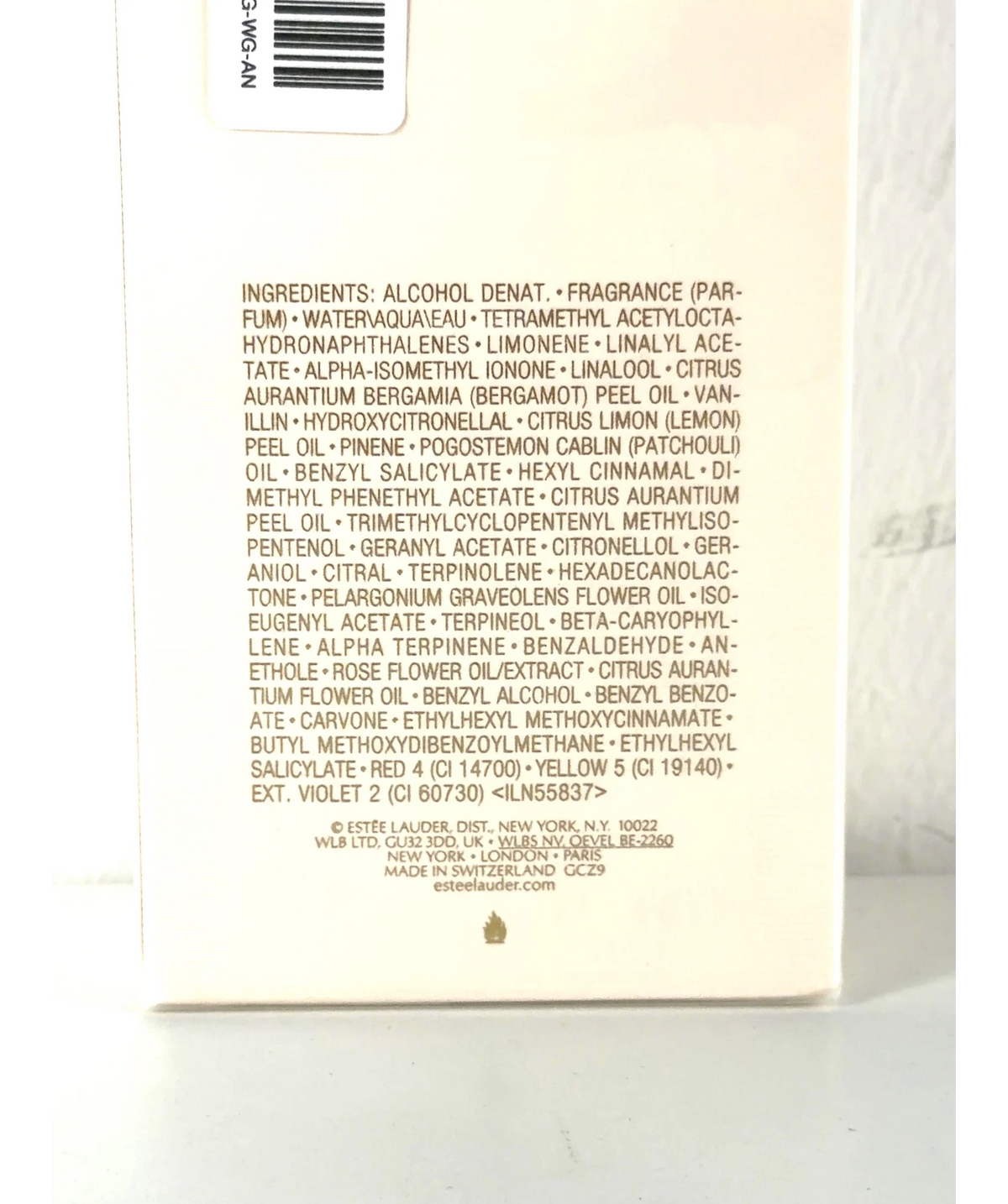 Estee Lauder Glimmer Gold 100ml — Ingredients