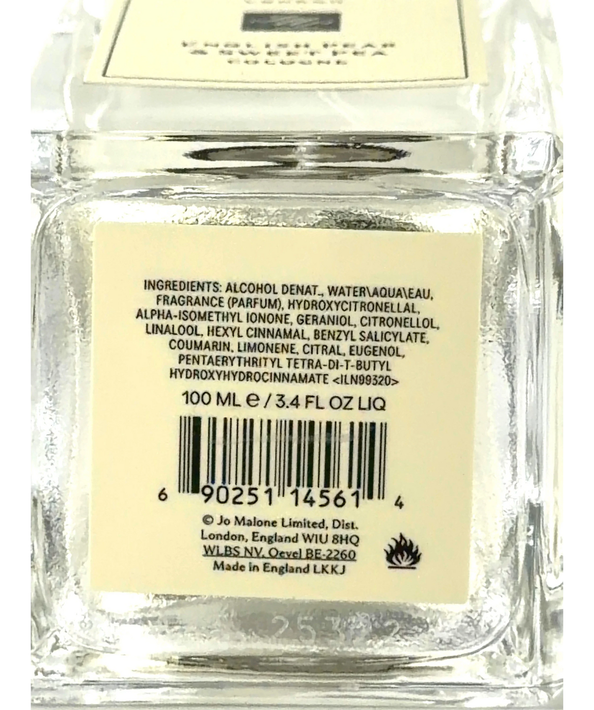 Jo Malone London English Pear & Sweet Pea Perfume 100ml — Ingredients
