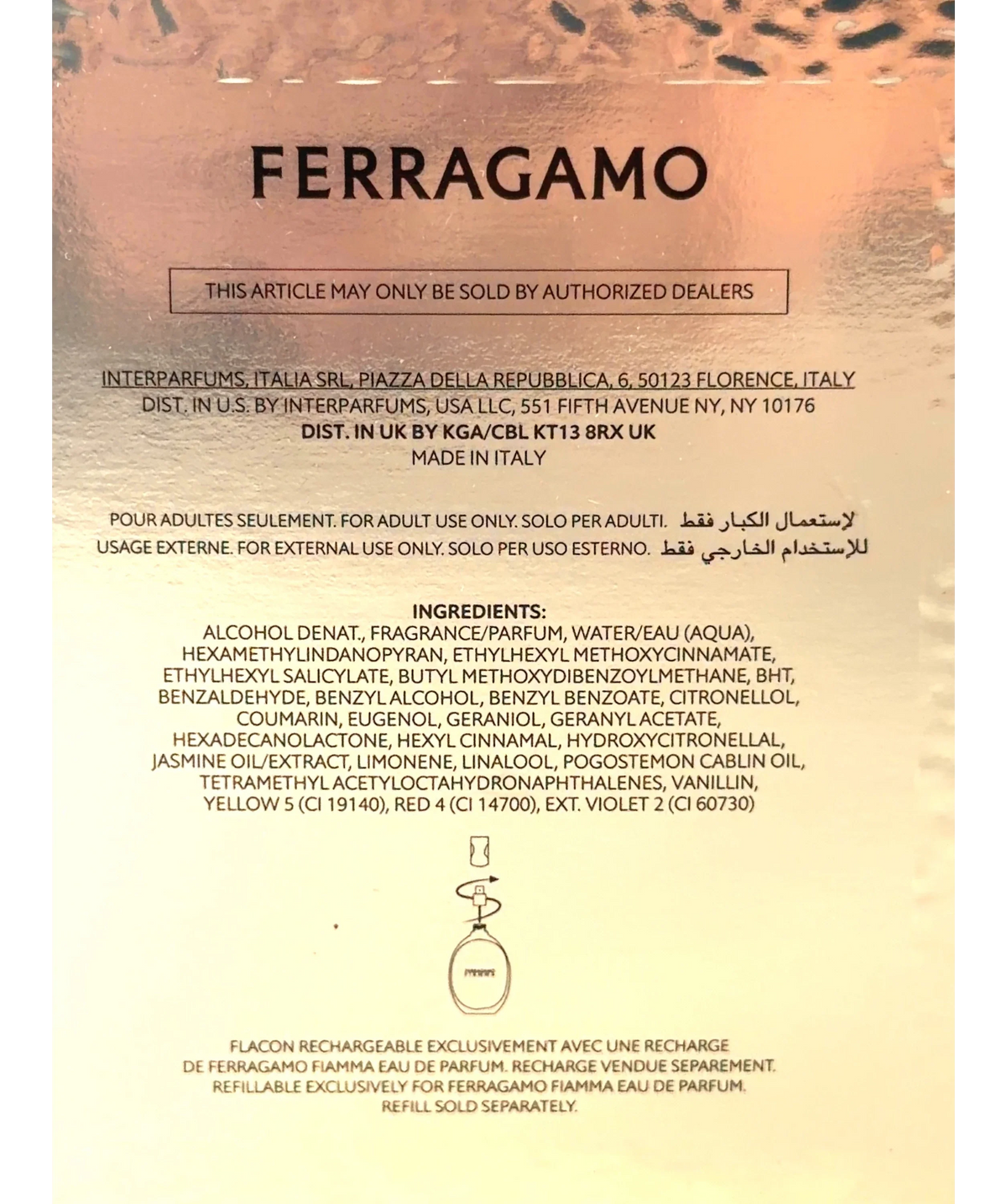 Ferragamo Fiamma eau De Parfum100ml — Ingredients