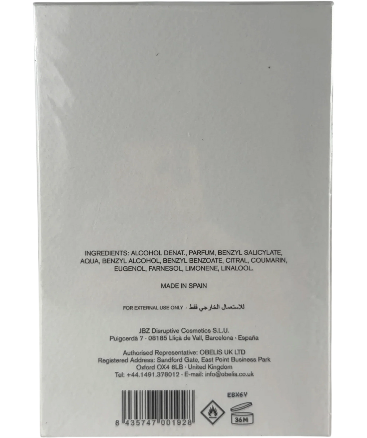 Contes de Parfums Agra Eau de Parfum 100ml — Back