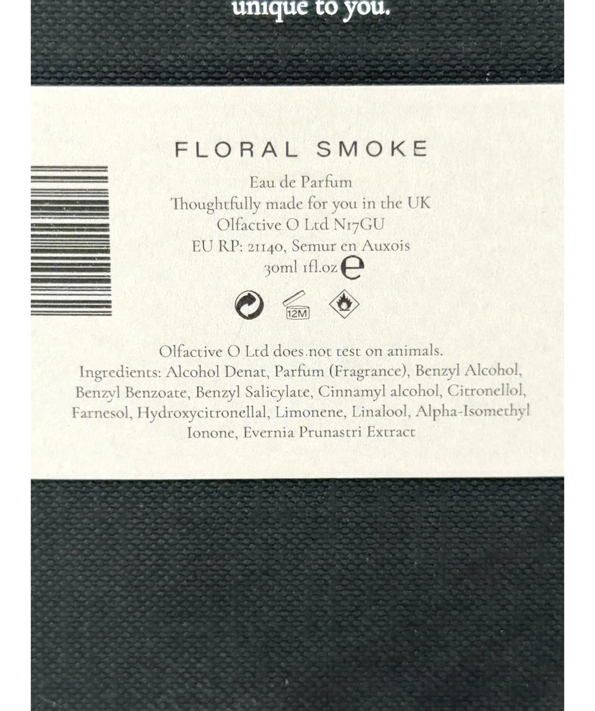 Olfactive O Floral Smoke Eau de Parfum 30ml — Ingredients