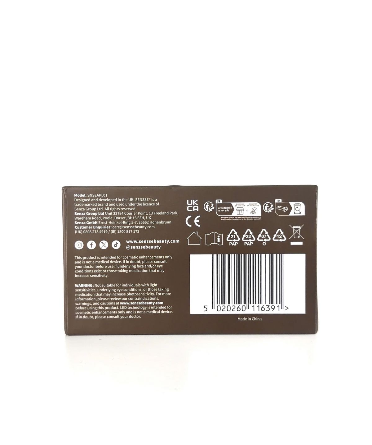 Sensse Aura Pro Laser LED Device — Batch number or expiry date