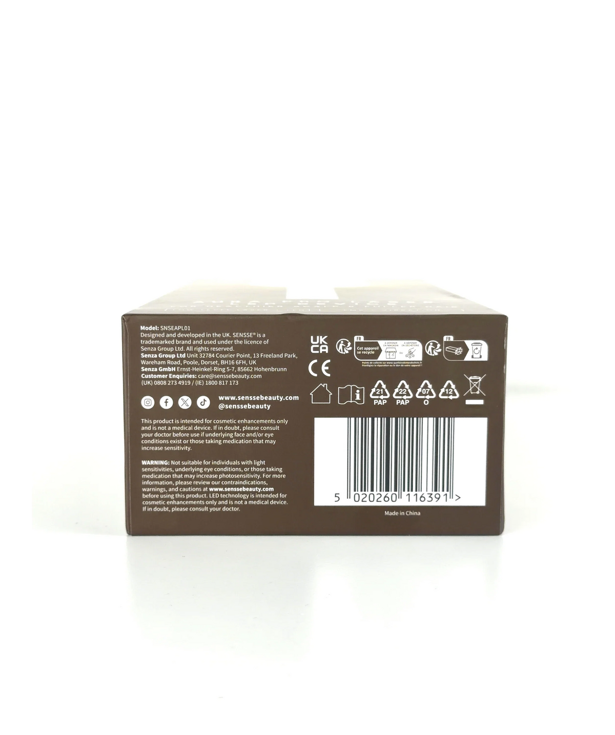 SENSSE Aura Pro Laser LED Device — care label