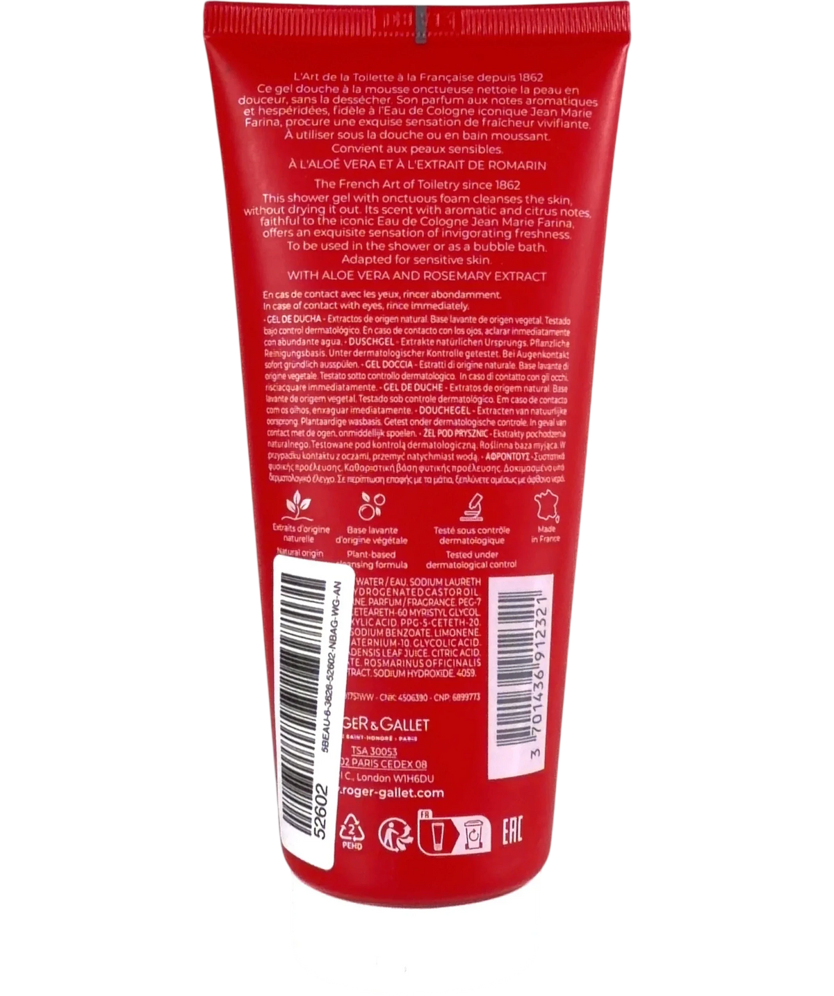 Roger & Gallet Jean Marie Farina Wellbeing Shower Gel 200ml — Back