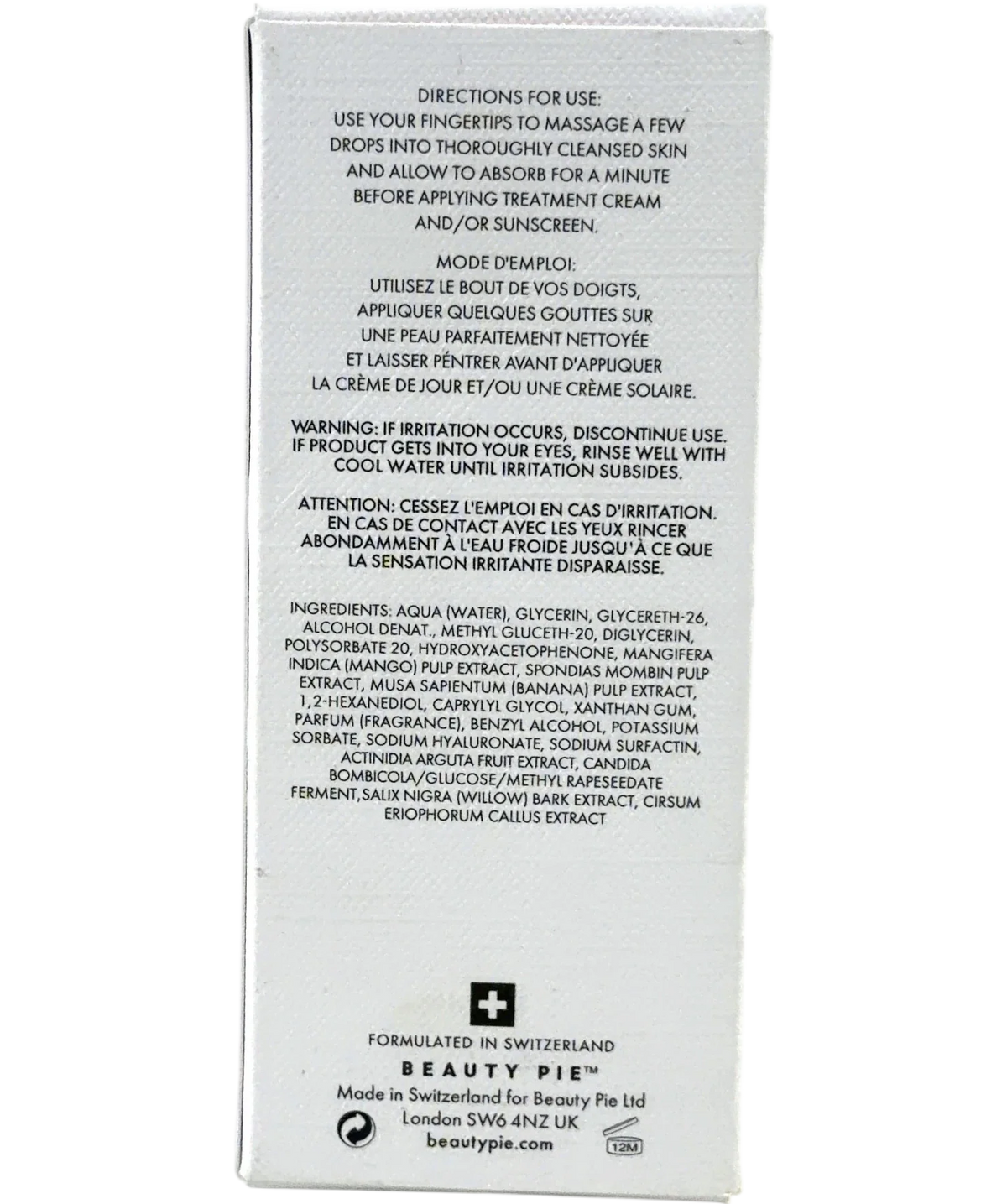 Beauty Pie Shade, size 50ml — back