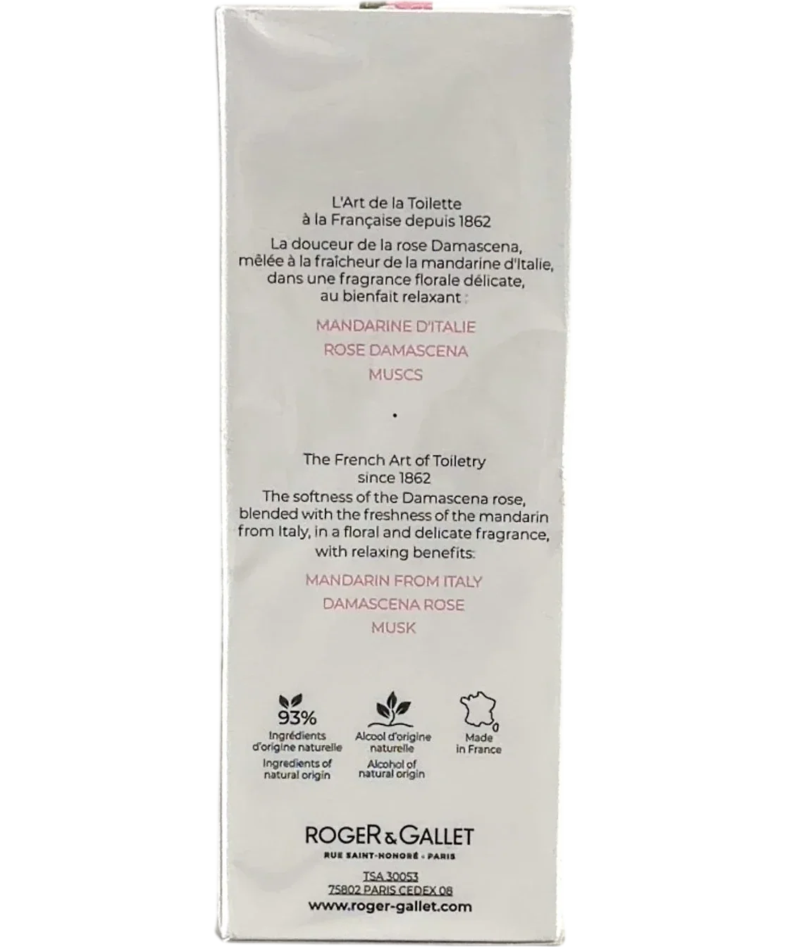 Roger & Gallet Rose Wellbeing Fragrant Water Pink 100ml — Back