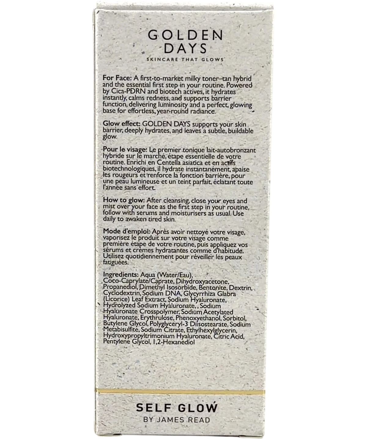 Self Glow by James Read Golden Days Milky Tan Toner 80ml — Back