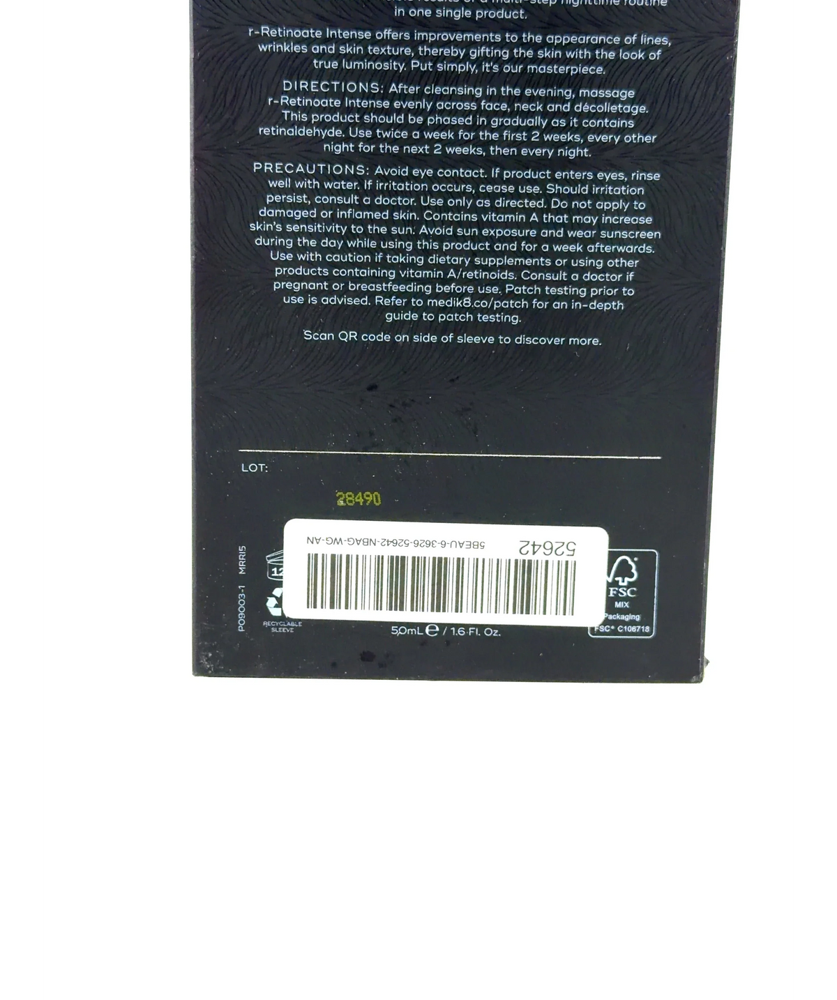Medik8 r-Retinoate Intense Youth Activating Cream 50ml — Batch number or expiry date