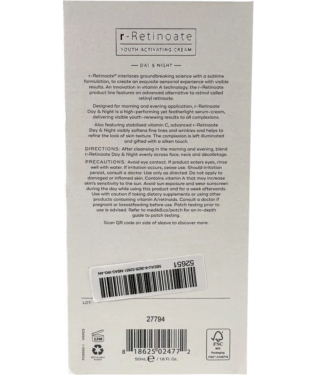 medik8 r-Retinoate Day & Night Youth Activating Cream, size 50ml — back