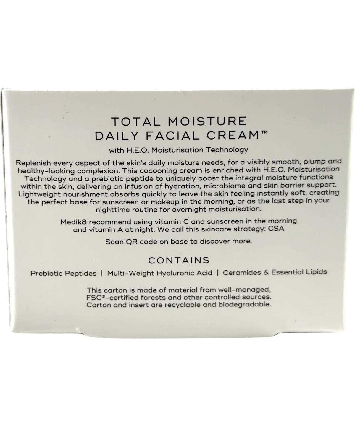 medik8 Total Moisture Daily Facial Cream, size 50ml — back