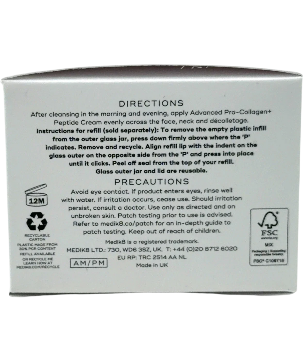 medik8 Advanced Pro-Collagen+ Peptide Cream, size 50ml — back