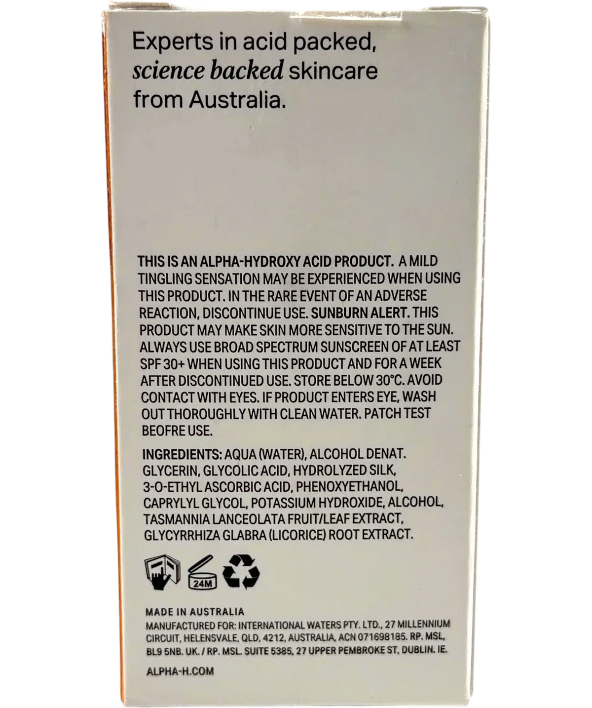 Alpha-h Alpha-H Liquid Gold + Vitamin C Exfoliating Treatment 100ml, size 100ml — back