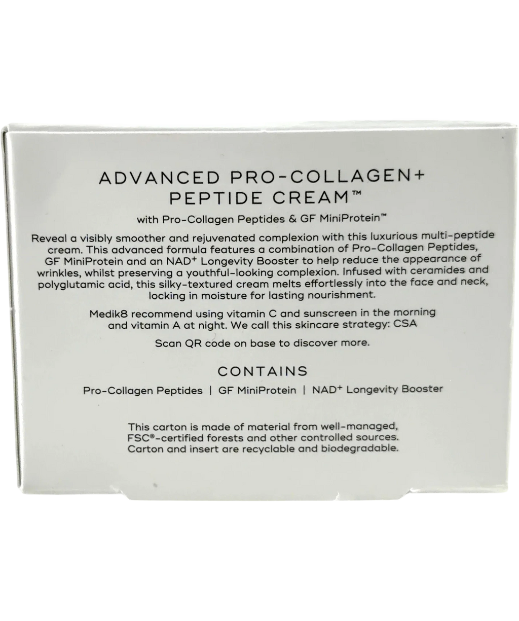medik8 Advanced Pro-Collagen+ Peptide Cream, size 50ml — back