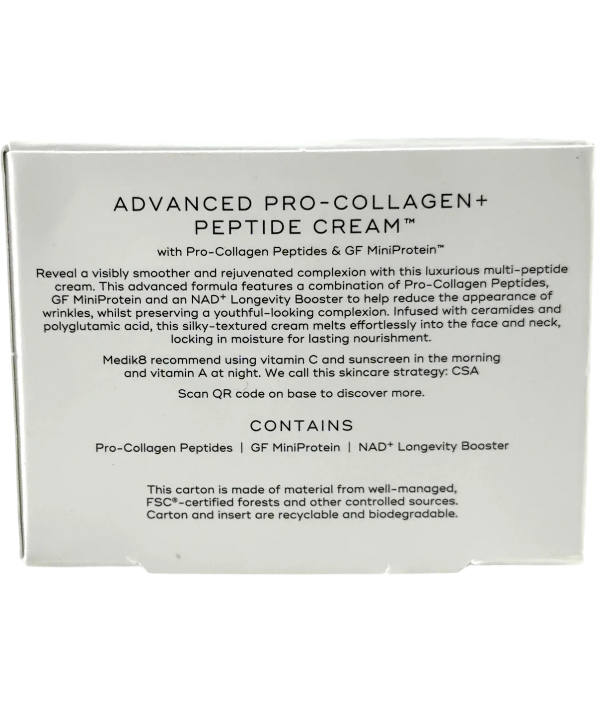 medik8 Advanced Pro-Collagen+ Peptide Cream, size 50ml — back