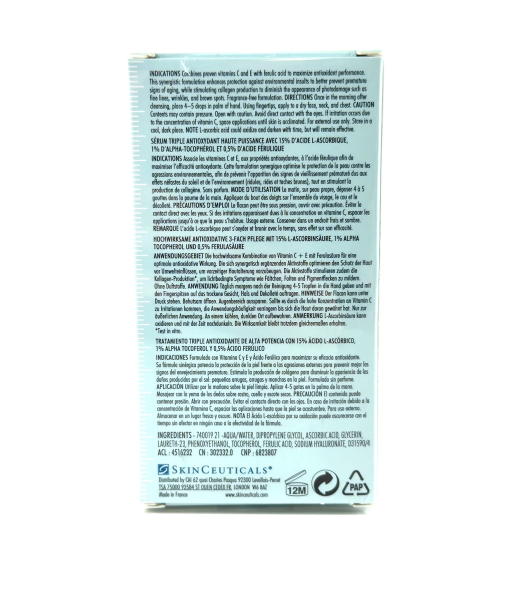 SkinCeuticals C E Ferulic Antioxidant Serum 30ml — Ingredients