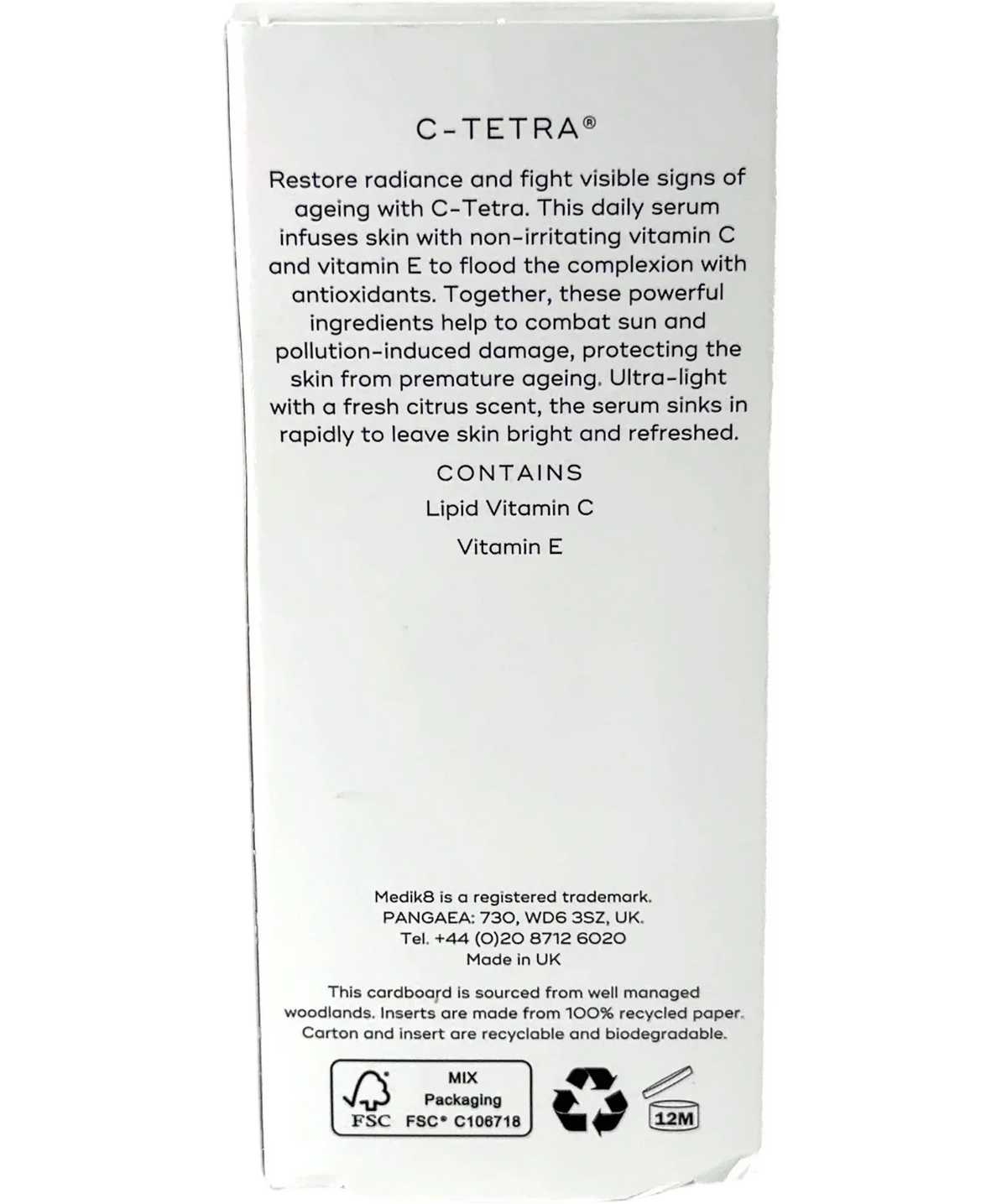 medik8 C-Tetra Lipid Vitamin C Antioxidant Serum, size 30ml — back