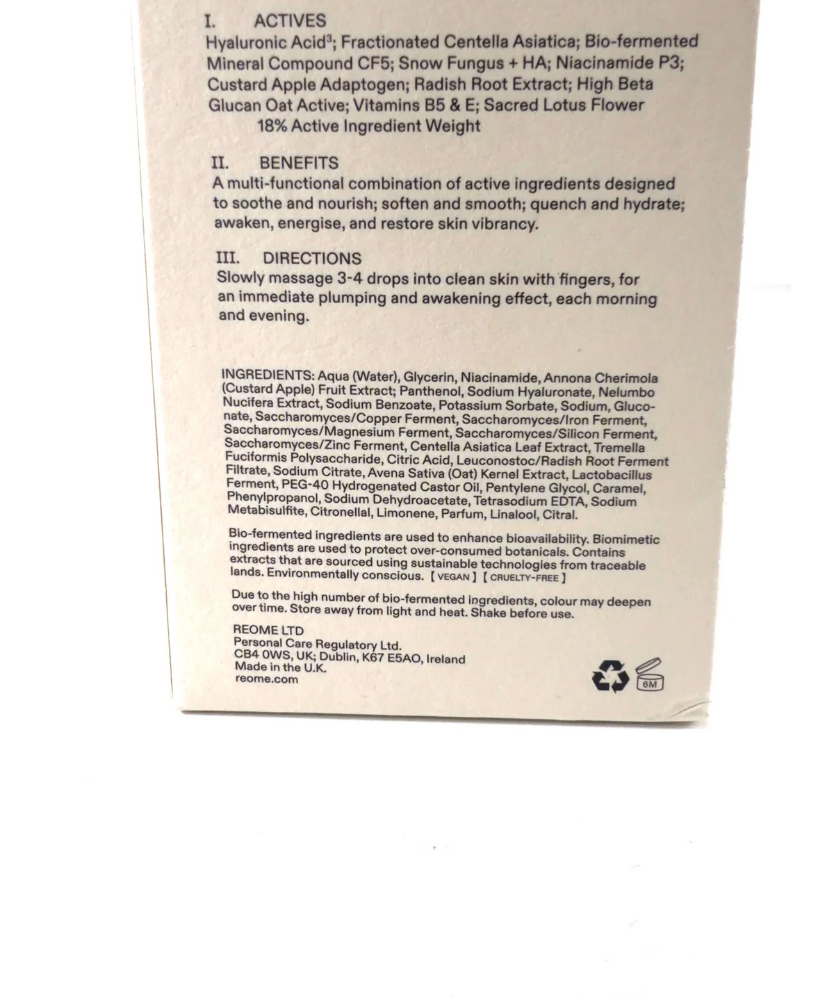 REOME Active Recovery Broth Serum Concentrate 50ml — Ingredients