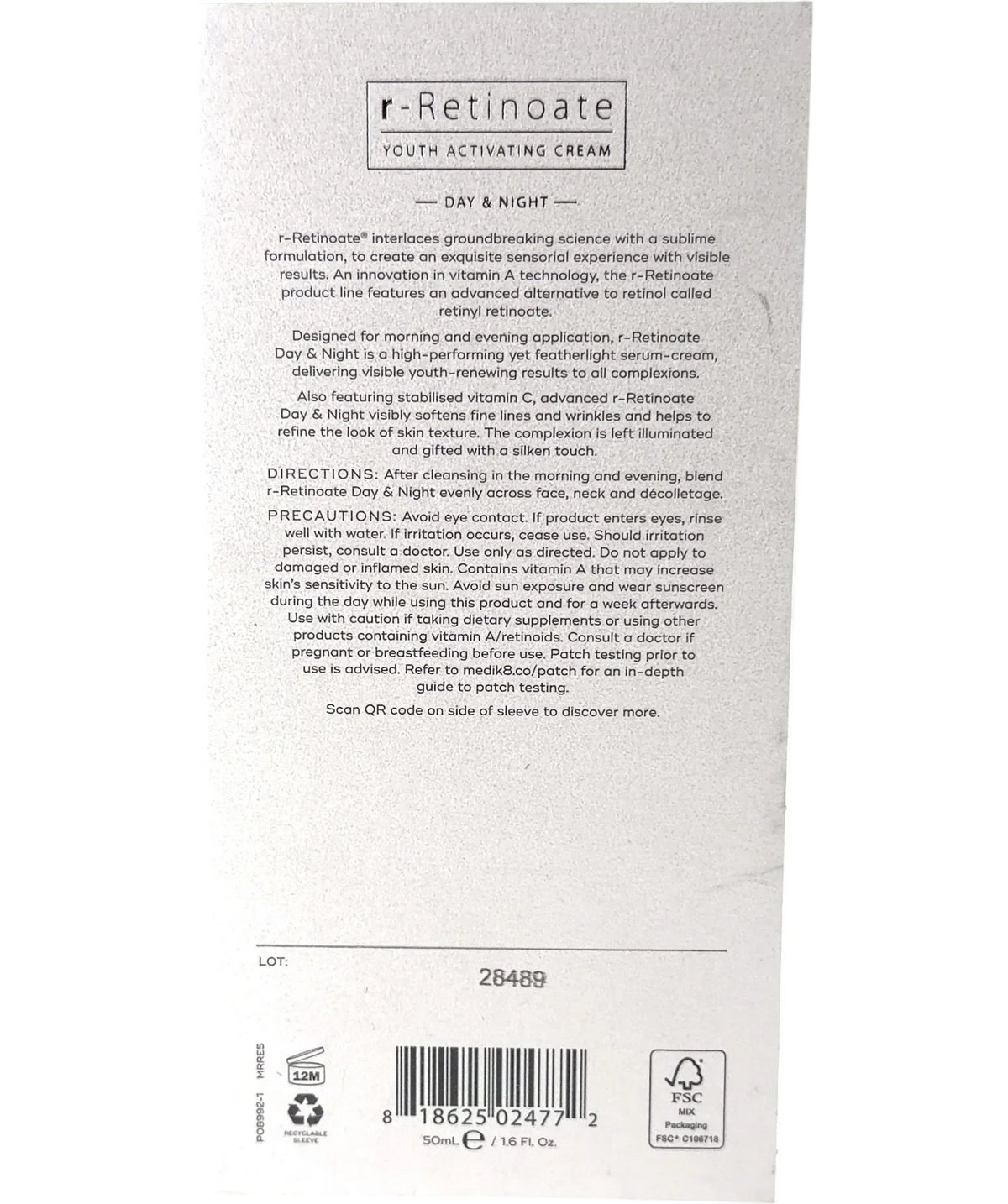 Medik8 r-Retinoate Youth Activating Cream Day & Night 50ml — Back