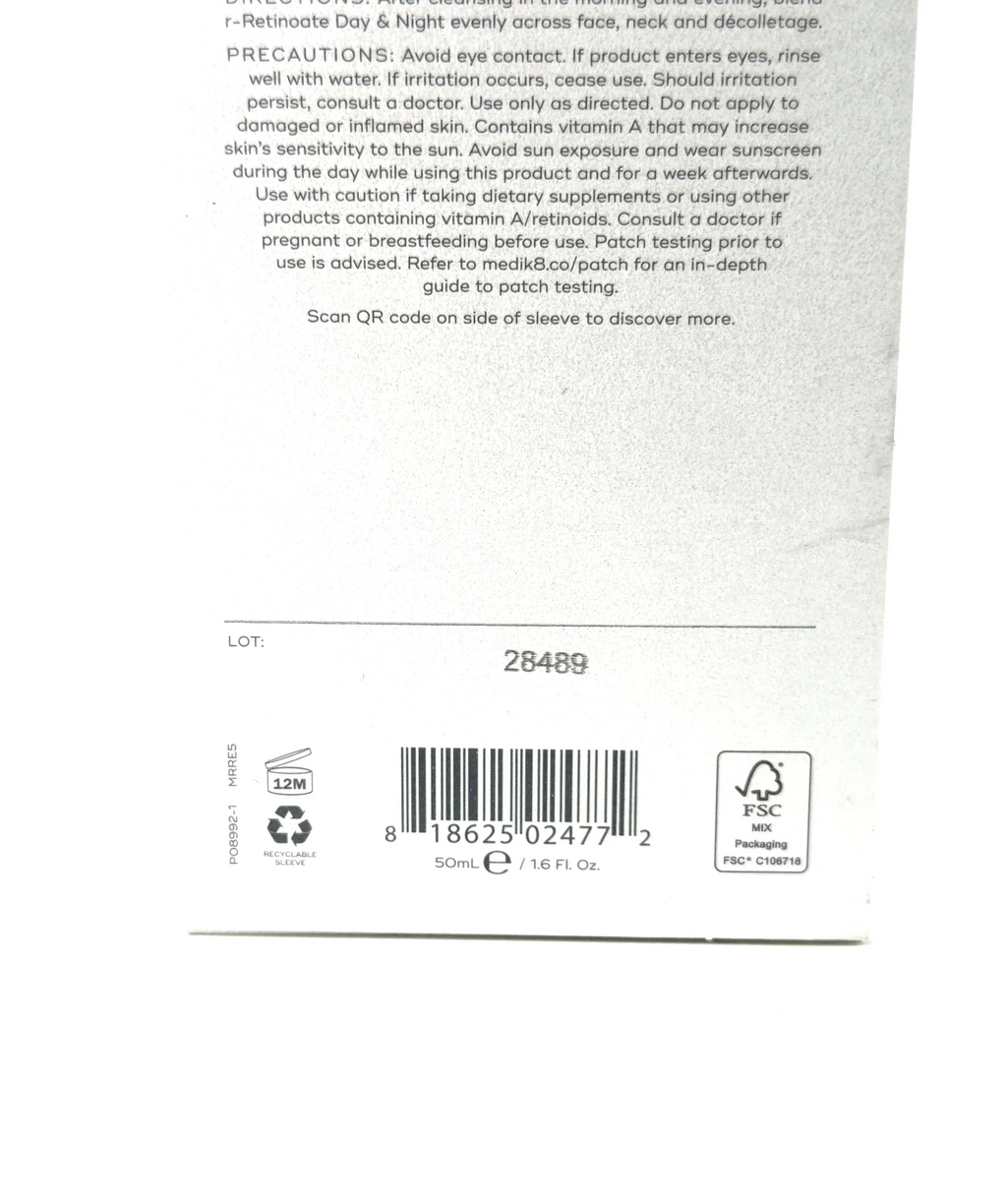 Medik8 r-Retinoate Youth Activating Cream Day & Night 50ml — Batch number or expiry date