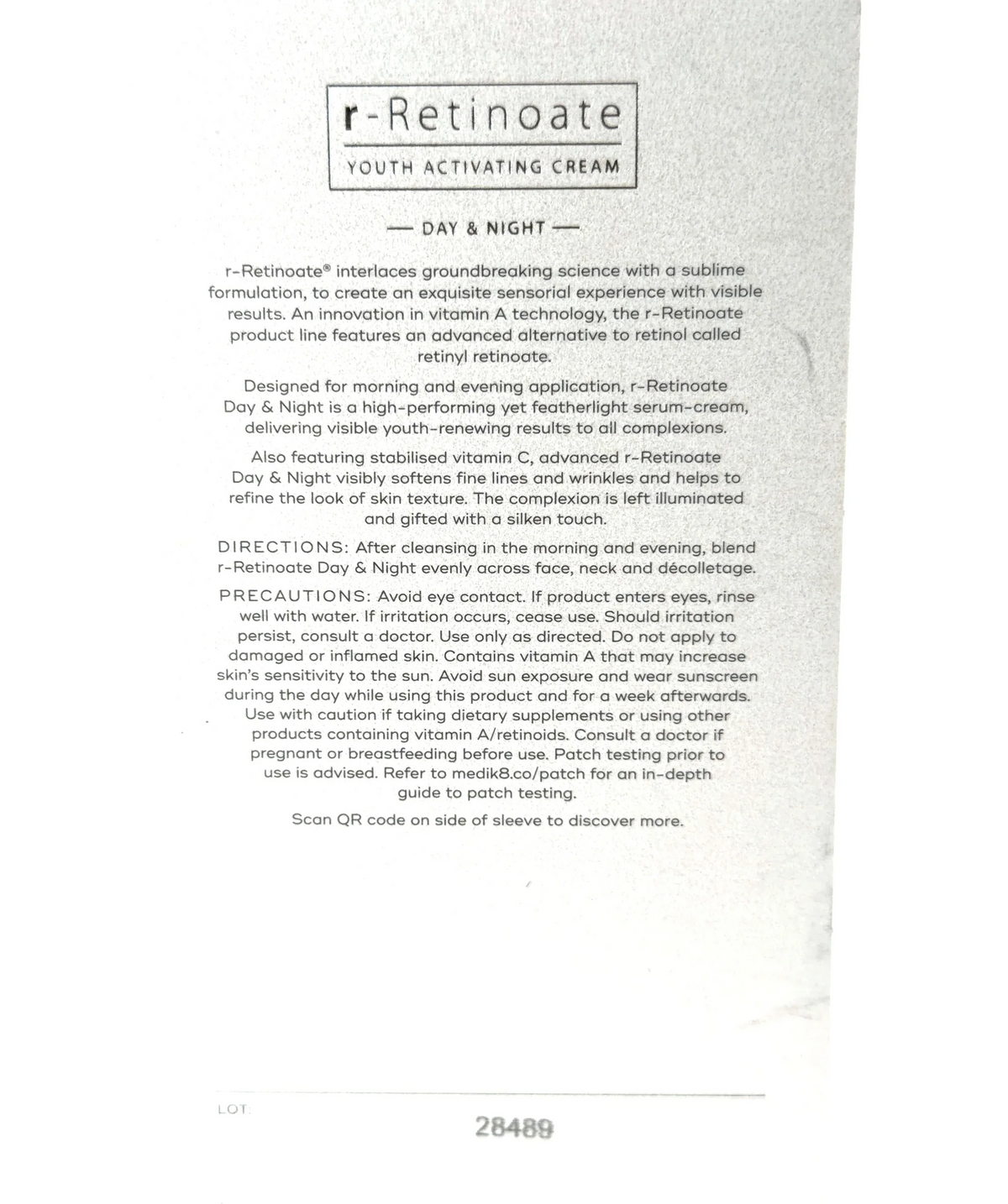 Medik8 r-Retinoate Youth Activating Cream Day & Night 50ml — Ingredients