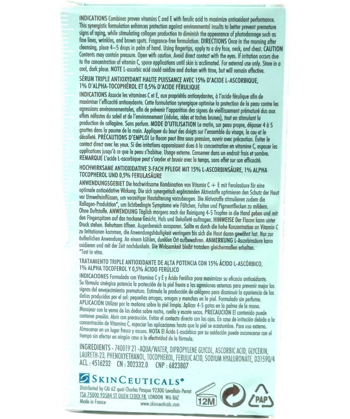 skinceuticals Shade, size 30ml — back