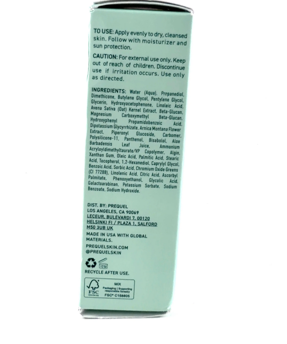 Prequel Redness Reform Soothing Serum 30ml 30ml — Ingredients