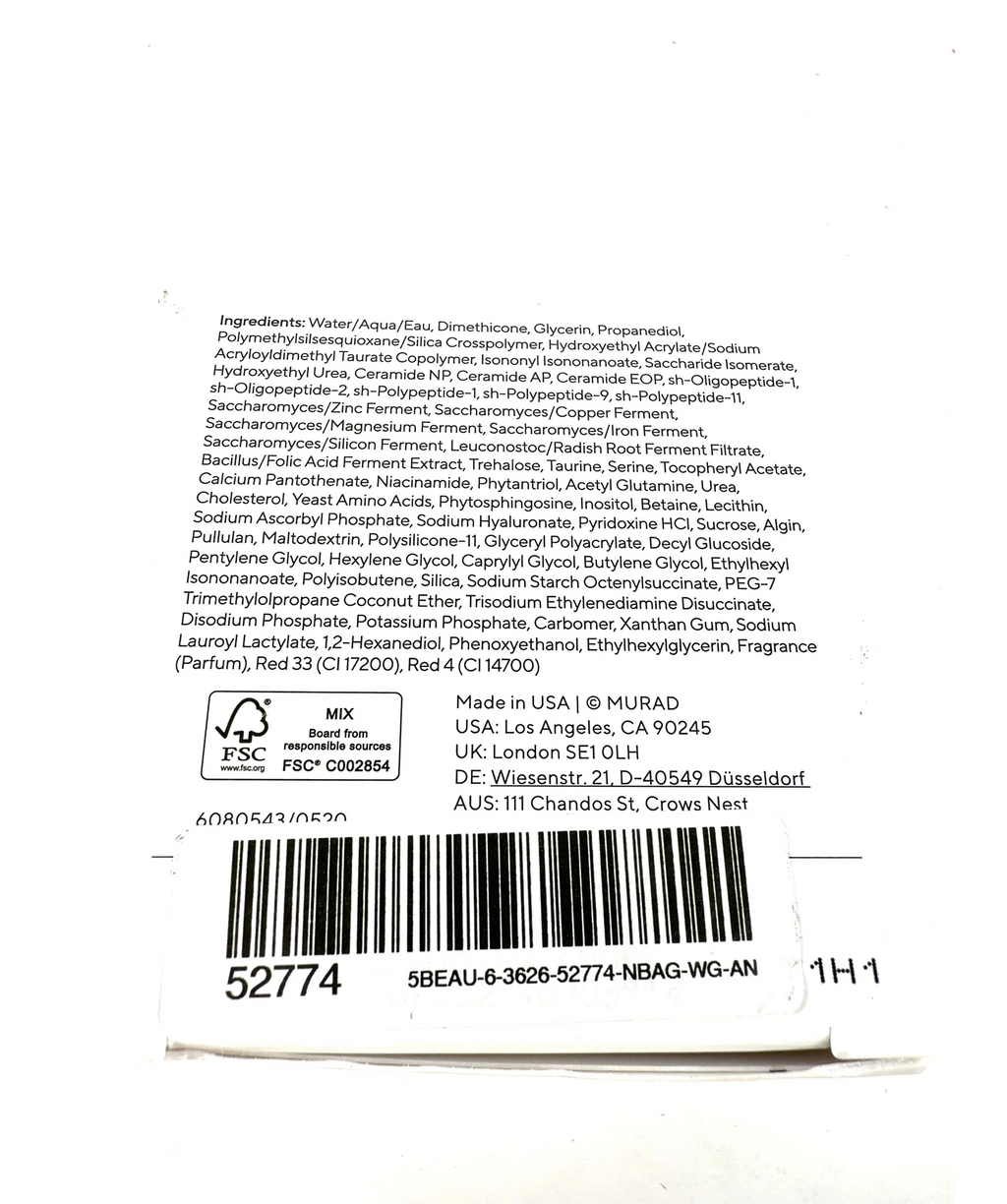 Murad Nutrient-Charged Water Gel 50ml — Ingredients