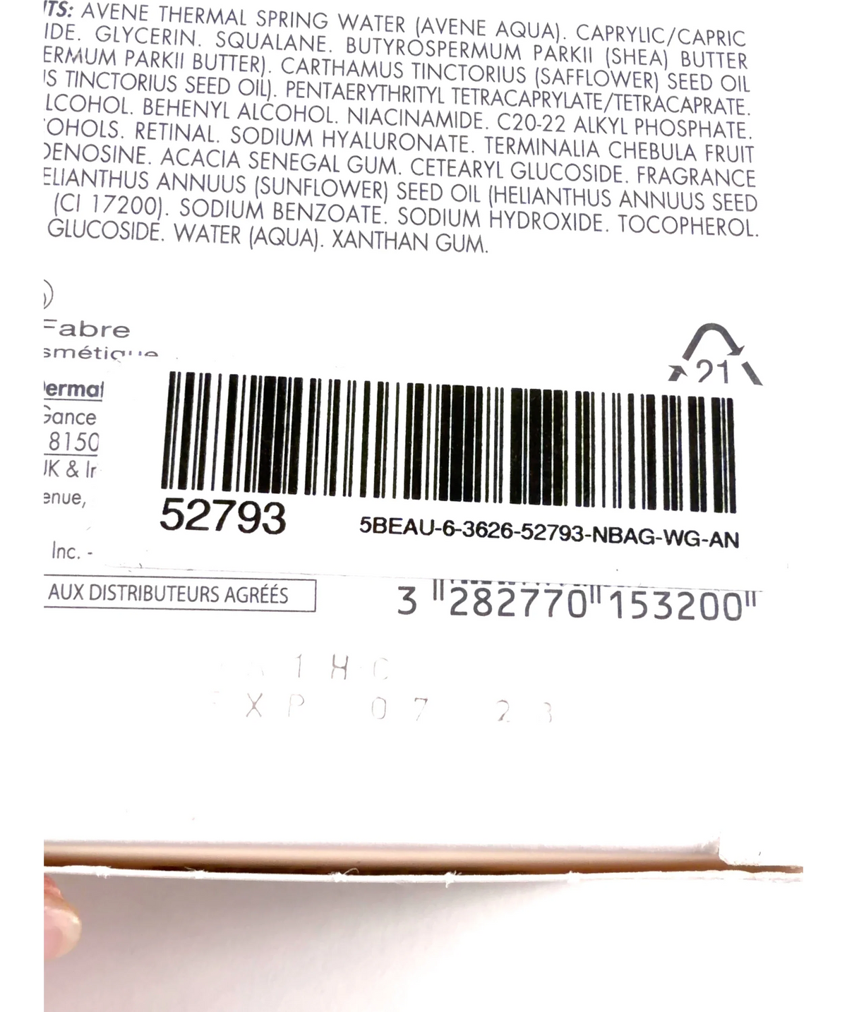 Avène Hyaluron Activ B3 Multi-Intensive Night Cream 40ml — Batch number or expiry date