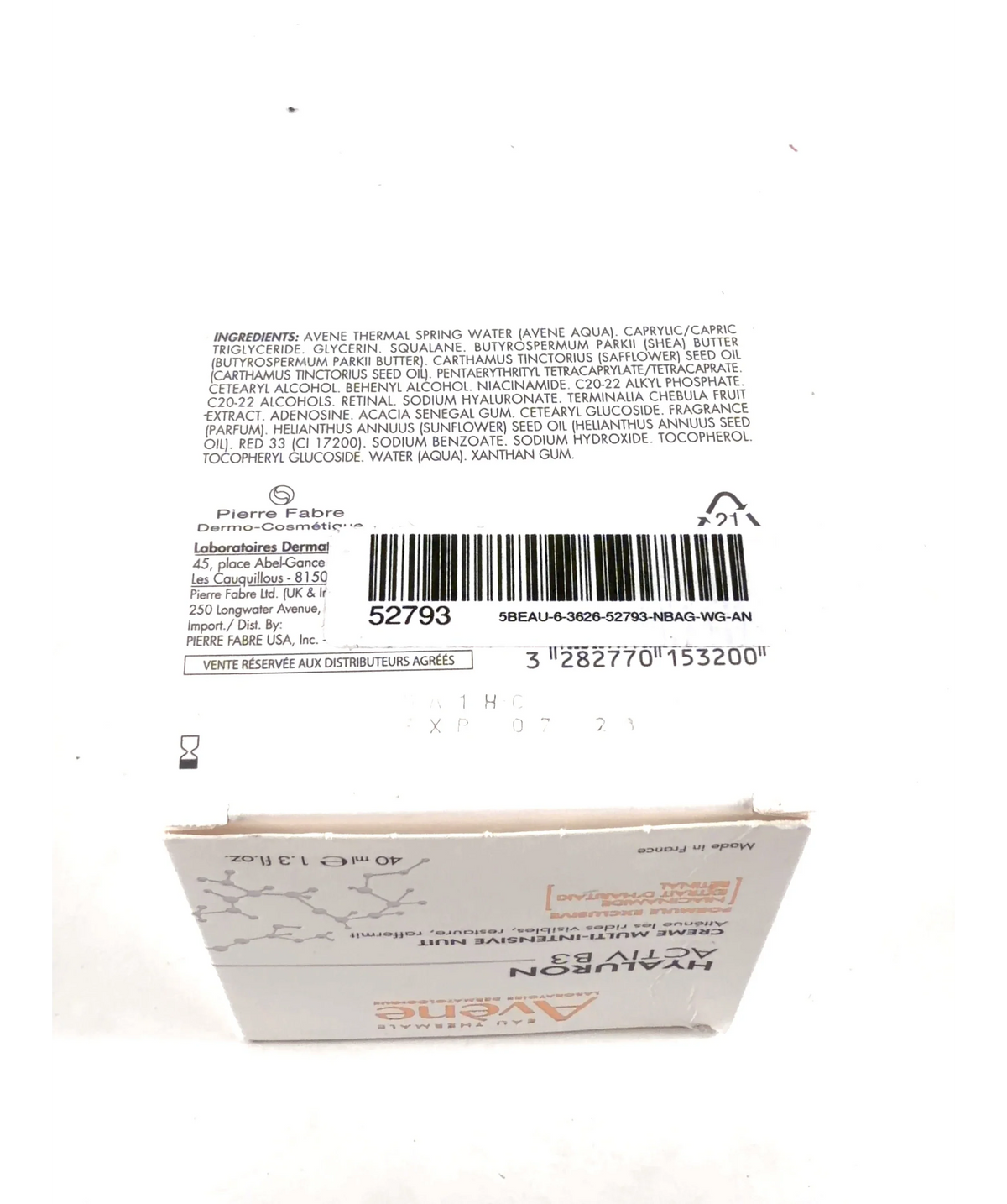 Avène Hyaluron Activ B3 Multi-Intensive Night Cream 40ml — Ingredients