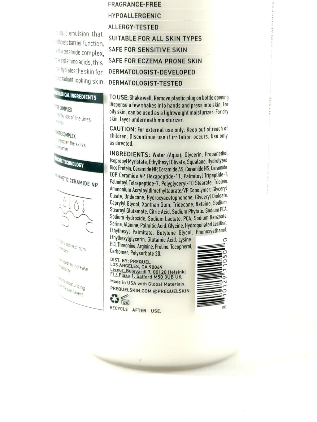 Prequel Half & Half Peptides + Ceramides Fluid Moisturizer, size 168ml — fabric detail