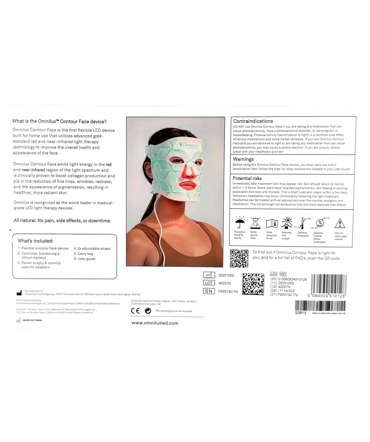 Omnilux Contour Face LED Light Therapy Device — Back