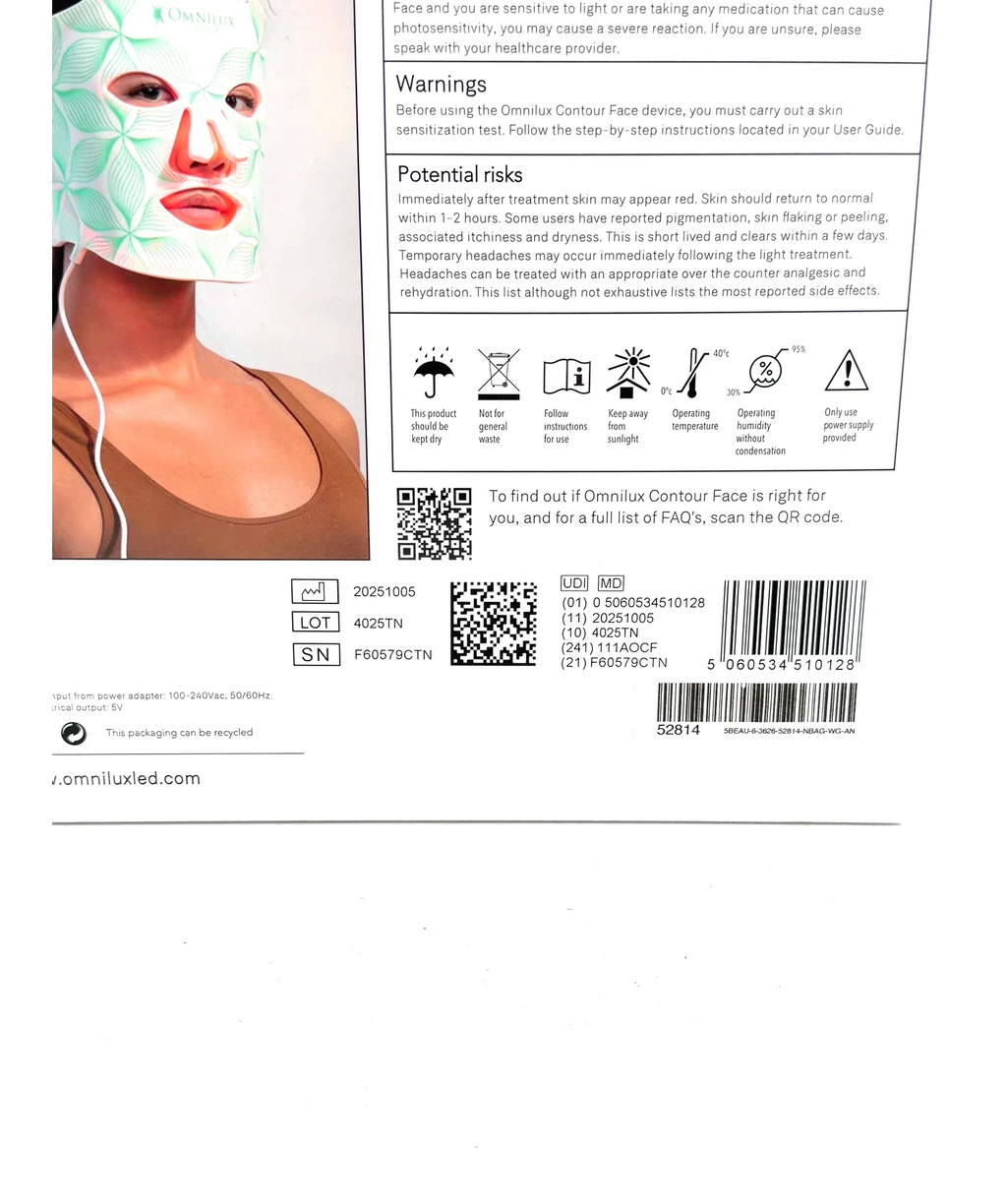 Omnilux Contour Face LED Light Therapy Device — Batch number or expiry date