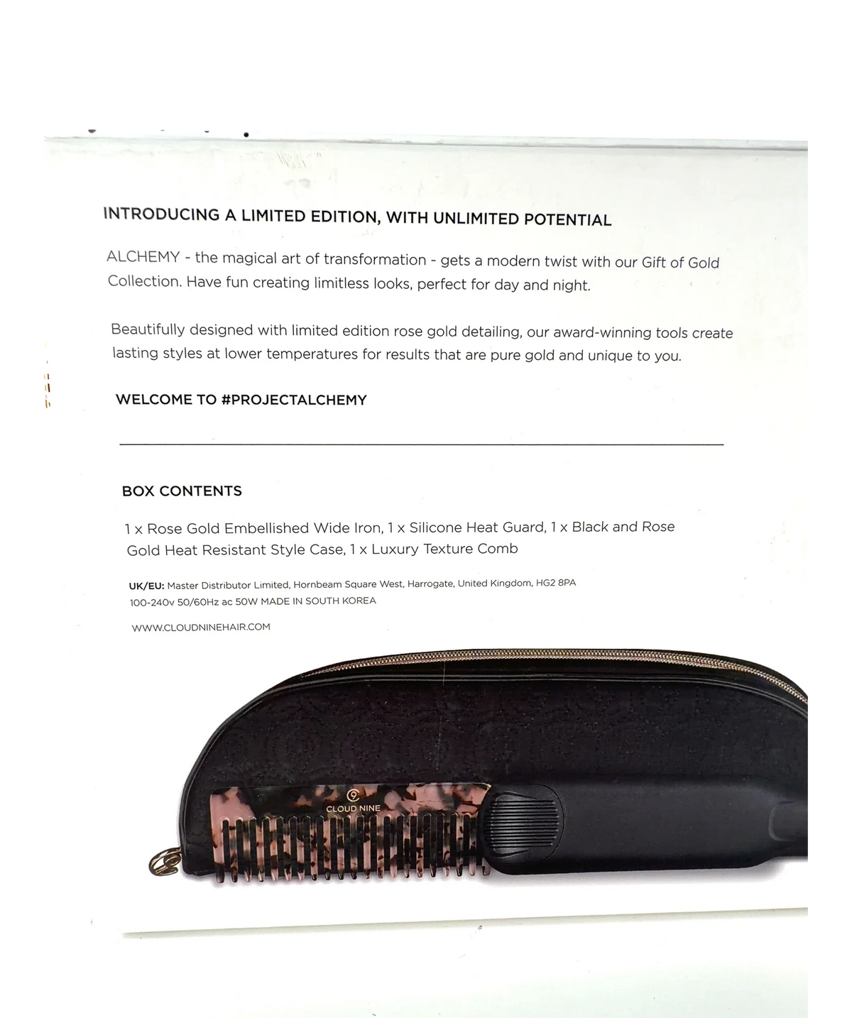 CLOUD NINE the gift of gold wide iron hair straighteners — Ingredients