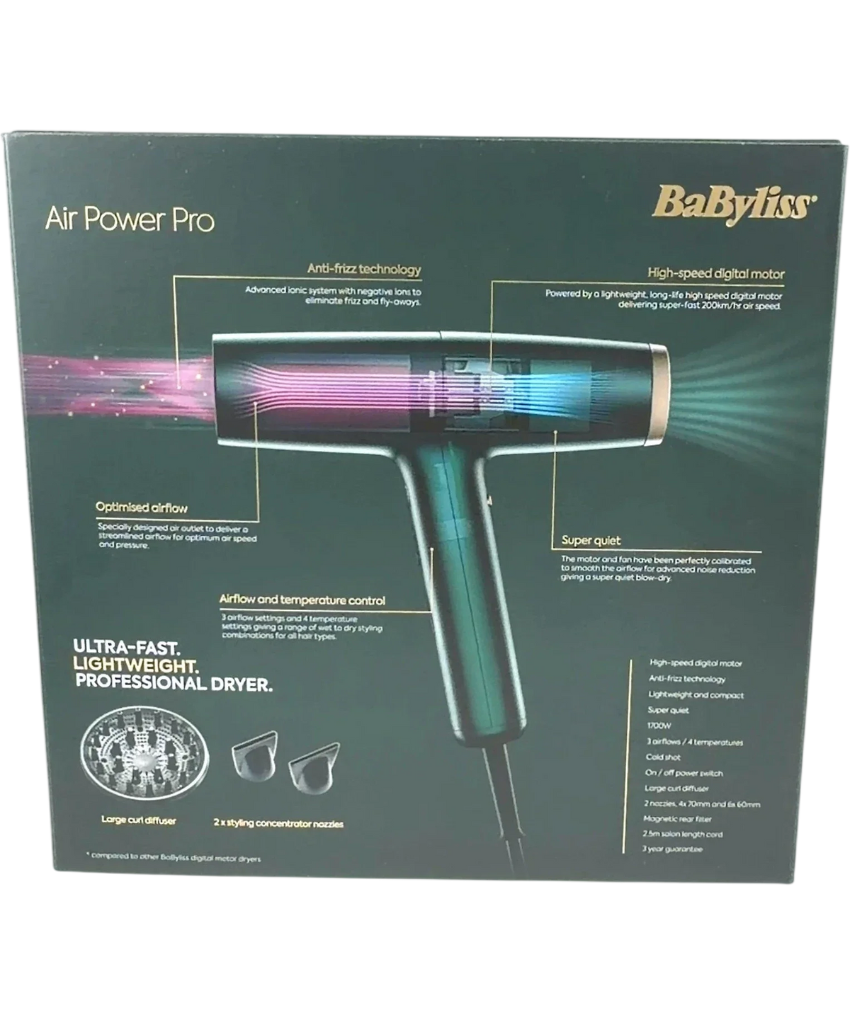 BaByliss Air Power Pro Lightweight Professional Hair Dryer — Back