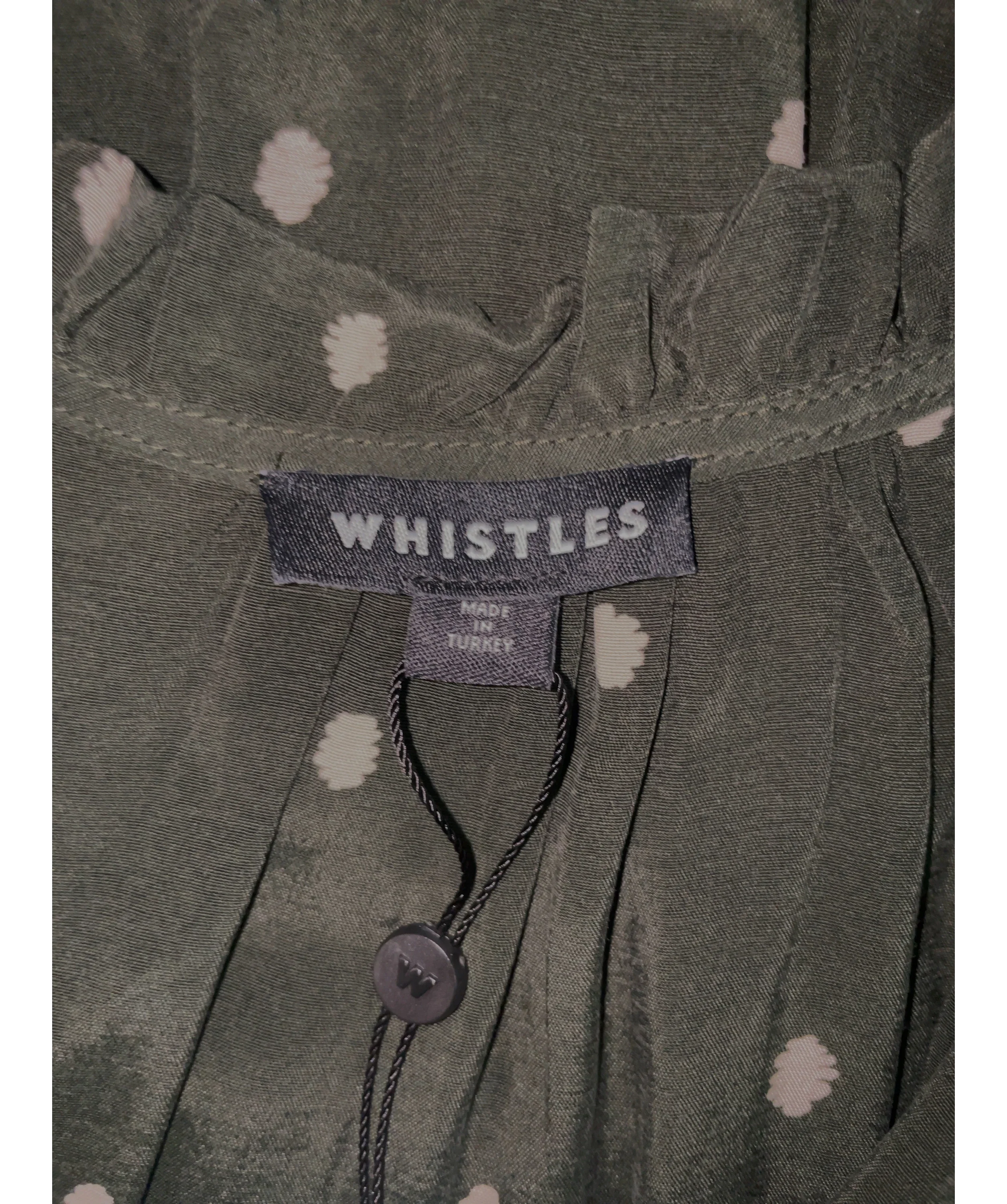 Whistles Green Longline Spot Enora Dress, size UK 16 — detail