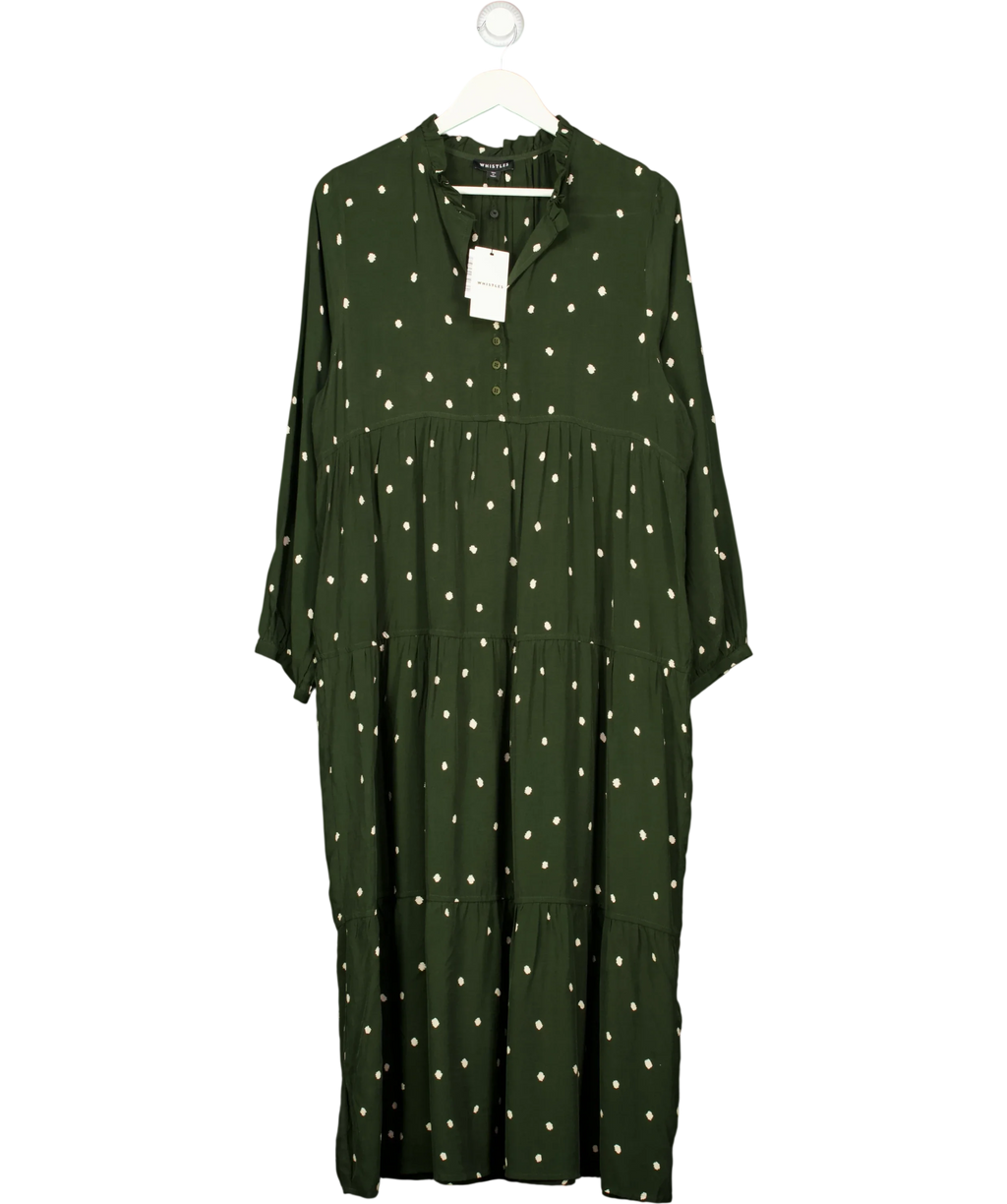Whistles Green Longline Spot Enora Dress, size UK 16 — front
