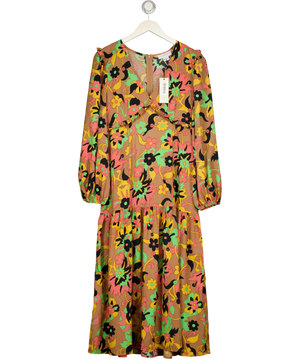 Never Fully Dressed Retro Floral Ruffle Midi Dress UK 12