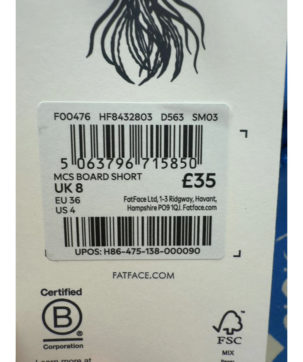 FATFACE Blue Colour, size UK 8 — fabric detail