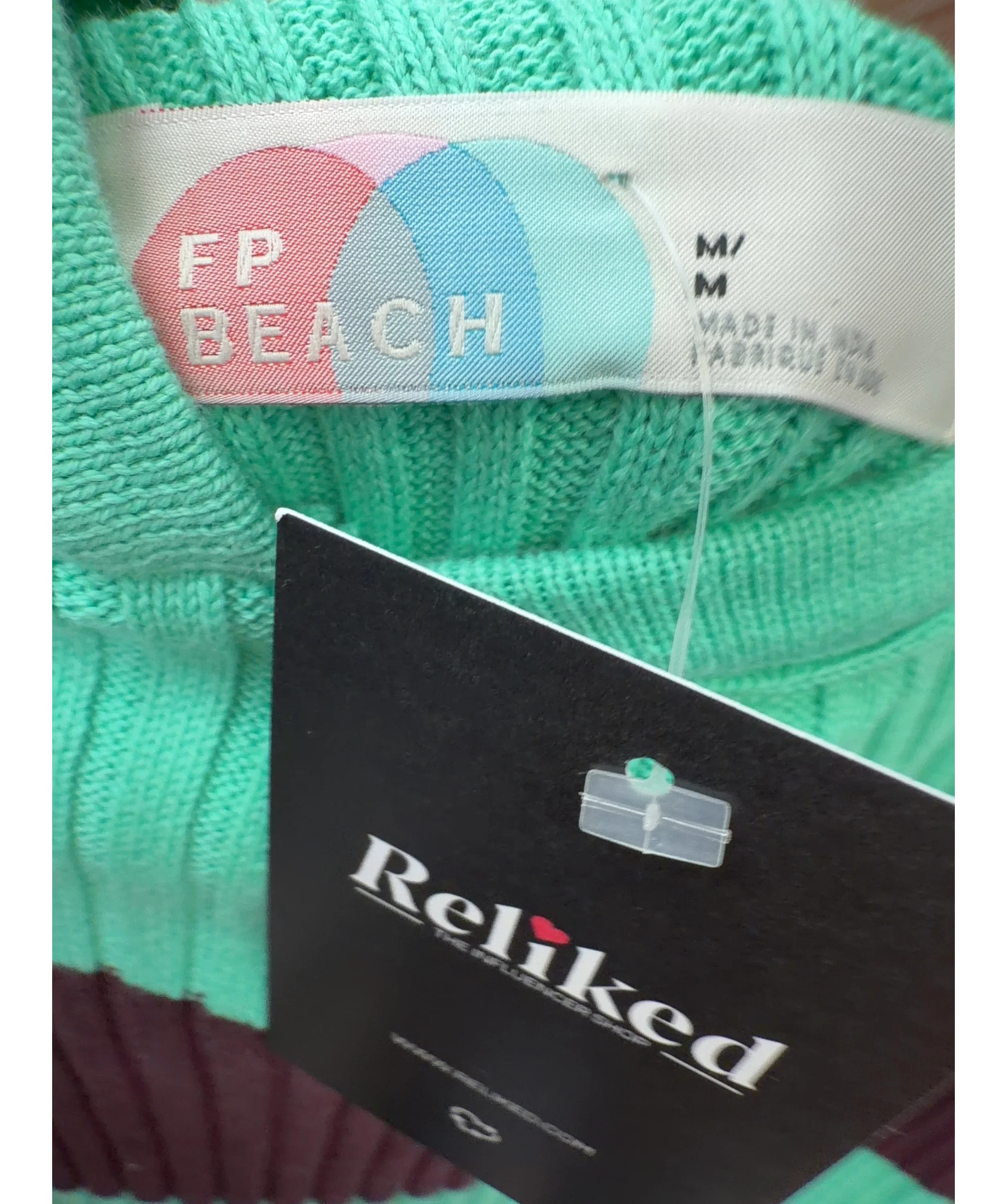 FP Beach Green Kami Striped Hooded Sweater Lounge Set Green/Beige, size UK M — detail