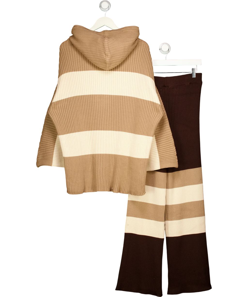 Free People Brown Kami Striped Hooded Sweater Lounge Set Brown/Cream, size UK XS — back