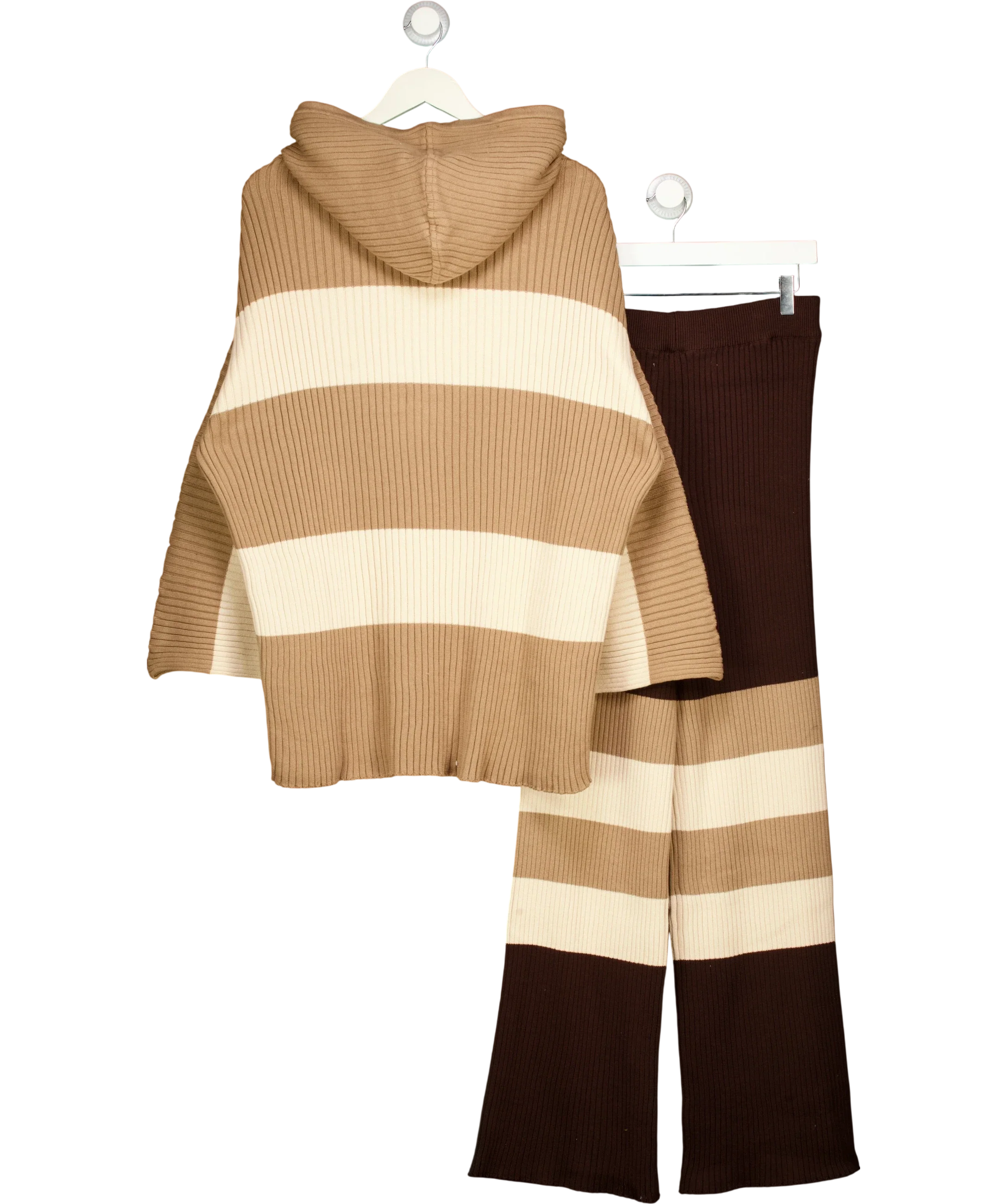 Free People Brown Kami Striped Hooded Sweater Lounge Set Brown/Cream, size UK XS — back