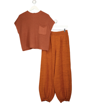 Free People Freya Sweater & Pants Lounge Set Rust Brown UK L
